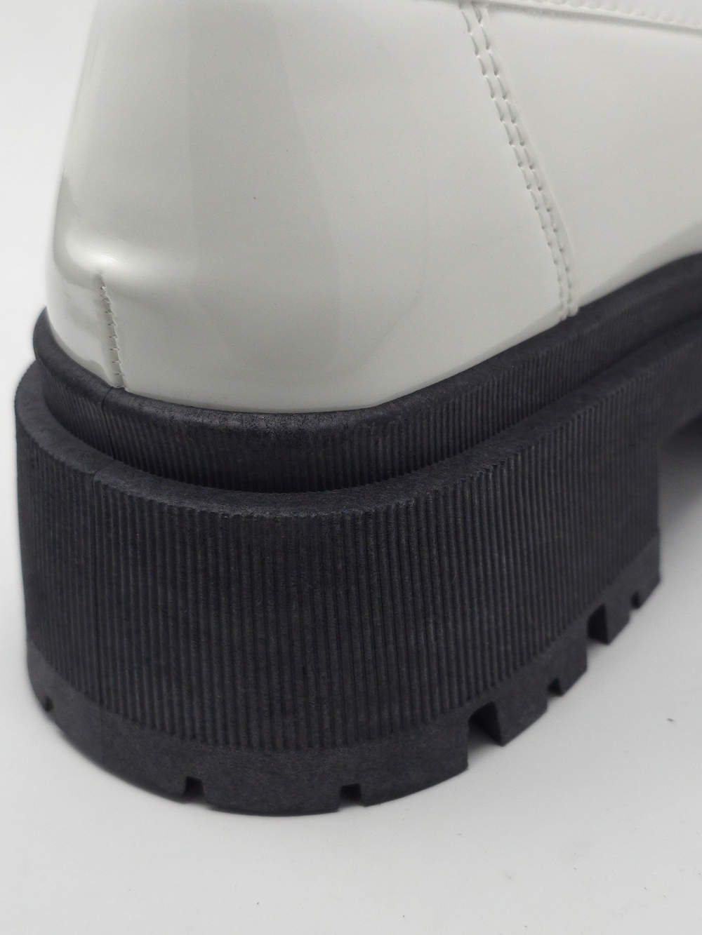 White Chunky Platform Loafers Gold Chain Lug Sole Slip On Trendy - Picture 8 of 10